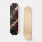 エレガント金ゴールドとブルゴーニュのクリスマスタータンチェック スケートボード (正面)