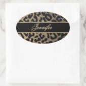 エレガント金ゴールドとブルーヒョウ印刷 楕円形シール (バッグ)