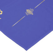 エレガント金ゴールドとブルー結婚のテーブルランナー ショートテーブルランナー (コーナー)