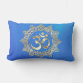 エレガント金ゴールドとブルーom装飾用クッション ランバークッション (正面)
