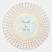 エレガント金ゴールドとベージュ結婚の名前ラウンド ラウンドシール (正面)