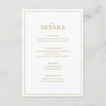 エレガント金ゴールドとホワイトの結婚詳細・エンクロージャ・カード