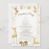 エレガント金ゴールドとホワイトクリスマスパーティー 招待状 (正面)