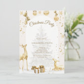 エレガント金ゴールドとホワイトクリスマスパーティー 招待状 (スタンド正面)
