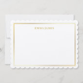 エレガント金ゴールドとホワイトダブル縁どパーソナライズされた ノートカード (正面)