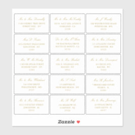 エレガント金ゴールドとホワ結婚イトの個別アドレス シール