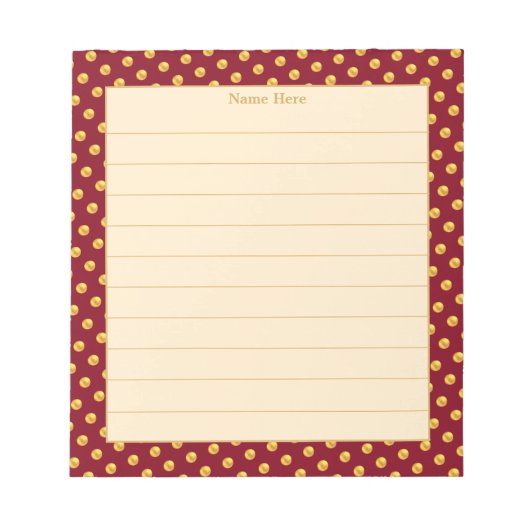 エレガント金ゴールドとマルーンの枠が並ぶ ノートパッド (正面)