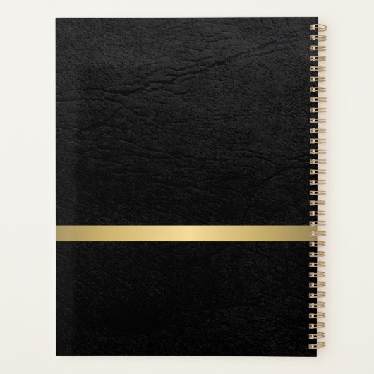 エレガント金ゴールドとモダン黒のスクリプ結婚ト プランナー手帳 (裏面)