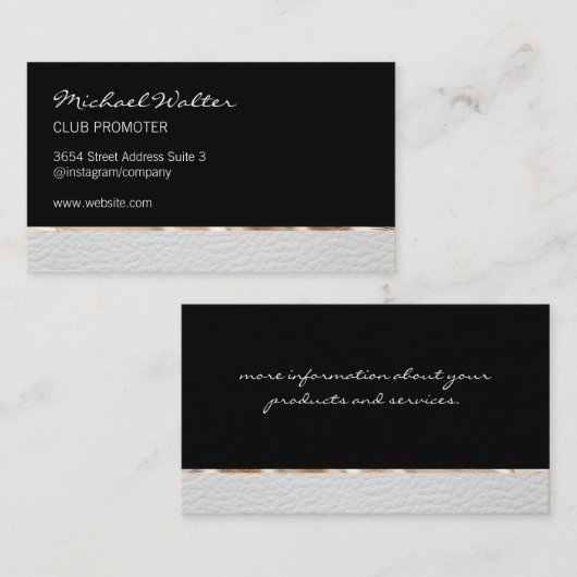 エレガント金ゴールドとレザートリム 名刺 (正面/裏面)