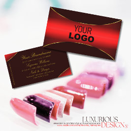 エレガント金ゴールドとロ縁どゴが入ったワインレッドスタイリッシュ 名刺