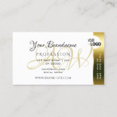 エレガント金ゴールドと白のカラフルストライプロゴの追加 名刺 (裏面)