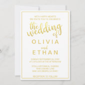 エレガント金ゴールドと白の上品な結婚式招待状 招待状 (正面)