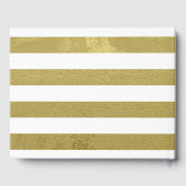 エレガント金ゴールドと白ストライプパーソナライズされたの結婚 ゲストブック (裏面)