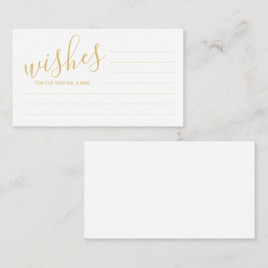 エレガント金ゴールドと白結婚のアドバイスと願い アドバイスカード (正面/裏面)