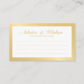 エレガント金ゴールドと白結婚のアドバイスと願い アドバイスカード (正面)