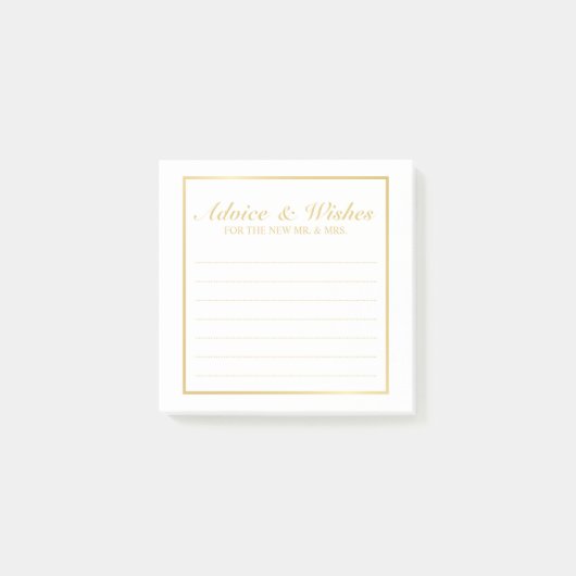 エレガント金ゴールドと白結婚のアドバイスと願い ポストイット (正面)