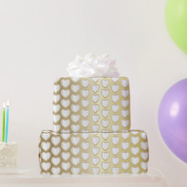 エレガント金ゴールドと白結婚のハート ラッピングペーパー