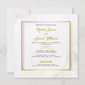 エレガント金ゴールドと白結婚の 招待状 (正面)