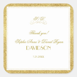 エレガント金ゴールドと白縁ど結婚の スクエアシール