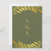 エレガント金ゴールドと緑のアラビア語と英結婚語 招待状 (裏面)