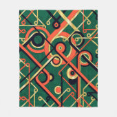 エレガント金ゴールドと緑のアールデコ幾何学的ブランケット フリースブランケット (正面)