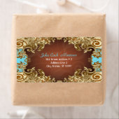 エレガント金ゴールドと茶色のトーンヴィンテージフレーム ラベル (インサイチュ)