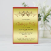 エレガント金ゴールドと赤の装飾クリスマスパーティー 招待状 (スタンド正面)