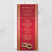エレガント金ゴールドと赤、結婚のリングや輪結婚式 プログラム (正面)