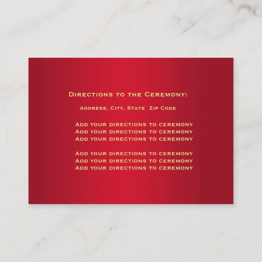 エレガント金ゴールドと赤、結婚のリングや輪結婚 エンクロージャーカード (裏面)