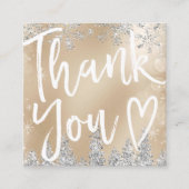 エレガント金ゴールドと銀の聖降誕祭感謝していを注文 スクエア名刺 (正面)