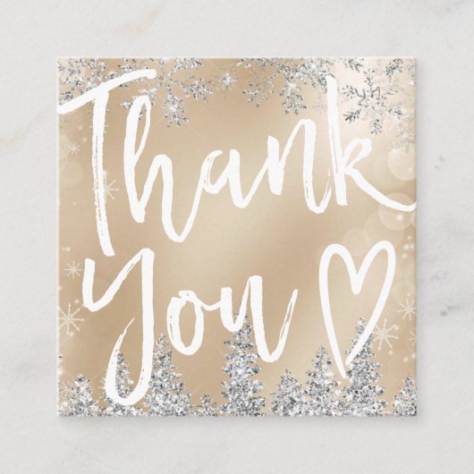 エレガント金ゴールドと銀の聖降誕祭感謝していを注文 スクエア名刺 (正面)