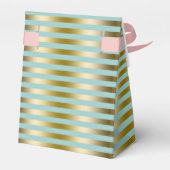 エレガント金ゴールドと青のストライプパターン フェイバーボックス (裏面サイド)