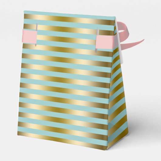 エレガント金ゴールドと青のストライプパターン フェイバーボックス (裏面サイド)