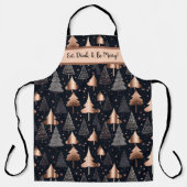 エレガント金ゴールドと黒いクリスマスツリー エプロン (正面)