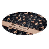 エレガント金ゴールドと黒いクリスマスツリー カッティングボード (角)