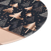 エレガント金ゴールドと黒いクリスマスツリー カッティングボード (角)