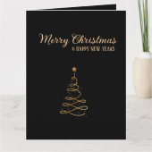 エレガント金ゴールドと黒いクリスマスツリー カード (正面)