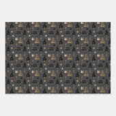 エレガント金ゴールドと黒のクリモダンスマス ラッピングペーパーシート (正面2)