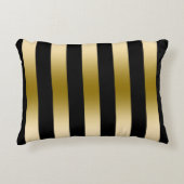 エレガント金ゴールドと黒のストライプ幾何学的パターン アクセントクッション (正面)