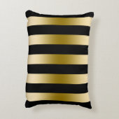 エレガント金ゴールドと黒のストライプ幾何学的パターン アクセントクッション (裏面(縦))