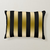 エレガント金ゴールドと黒のストライプ幾何学的パターン アクセントクッション (裏面)