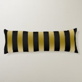 エレガント金ゴールドと黒のストライプ幾何学的パターン ボディピロー (裏面)