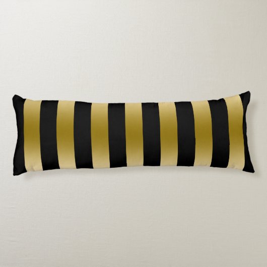 エレガント金ゴールドと黒のストライプ幾何学的パターン ボディピロー (裏面)