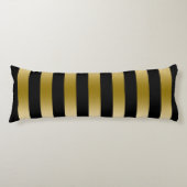 エレガント金ゴールドと黒のストライプ幾何学的パターン ボディピロー (正面)