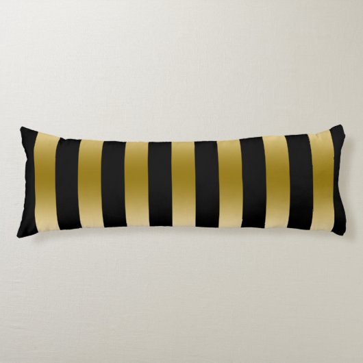 エレガント金ゴールドと黒のストライプ幾何学的パターン ボディピロー (正面)