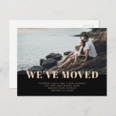 エレガント金ゴールドと黒の写真の移動の発表 ポストカード (正面/裏面)