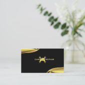 エレガント金ゴールドと黒の名刺 名刺 (スタンド正面)
