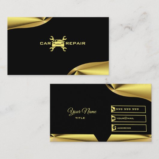 エレガント金ゴールドと黒の名刺 名刺 (正面/裏面)