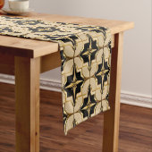 エレガント金ゴールドと黒の幾何学的パターン ショートテーブルランナー (インサイチュ)