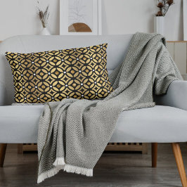 エレガント金ゴールドと黒の幾何学的パターン 枕カバー